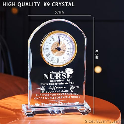 Nurse Retired Crystal Clock Gifts, Best Nurse Gifts, Nurse Week Day Gifts, Nurse Retirement Farewell Going Away New Job Leaving Gift, Birthday for Nurse - color: Nurse Retired