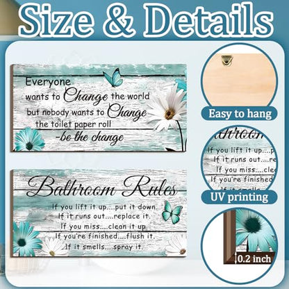 Jetec 2 Pcs Funny Bathroom Signs Wall Decor Farmhouse,Butterfly Style - style: Butterfly Style