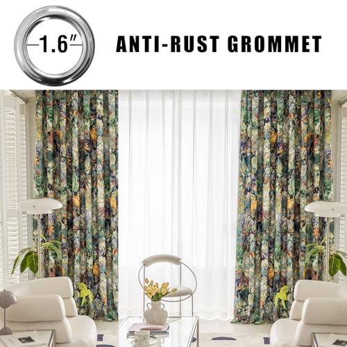 SUOUO Vintage Dark Green Floral Blackout Curtains 84 Inches 2 Panels - color: Grommet-green, size: 52"W x 96"L (Pack of 2)