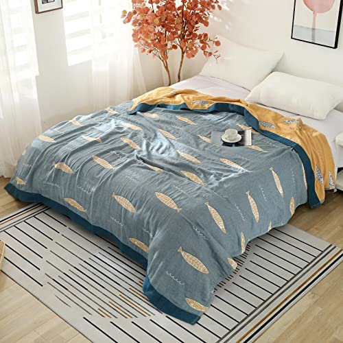 LUTBM Boho Throw Blanket for Bed 60"x80", 100% Cotton Soft Couch Blankets - color: Animal-fish, size: 60"×80"