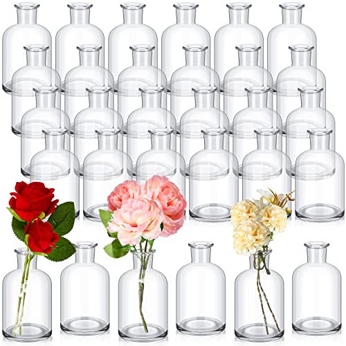 Lallisa 30 Pcs 4.9 Inches Small Glass Bud Vases Bulk Mini, Clear - size: 4.9 Inches