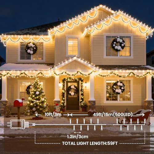 500 LED Cluster Lights Fairy Lights Plug in with Remote for Christmas Tree - color: Warm White, size: 500 LED
