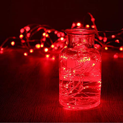 RUICHEN Fairy Lights Plug in with Remote, Copper Wire 33 Ft 100 LED, Red - color: Red