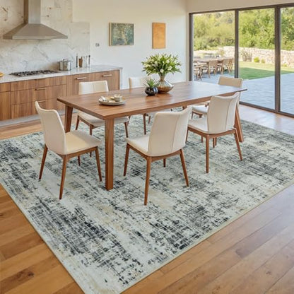 5x7 Washable Area Rug for Living Room Bedroom: Non-Slip Modern Black Gray - color: Black Gray/Gold, size: 5' x 7' (Rectangular)