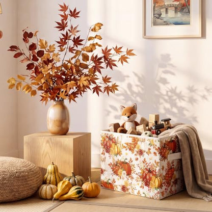 Briwooody Fall Pumpkin Storage Bin with Lid and Carrying Handle Storage Box - style: Fall Pumpkin