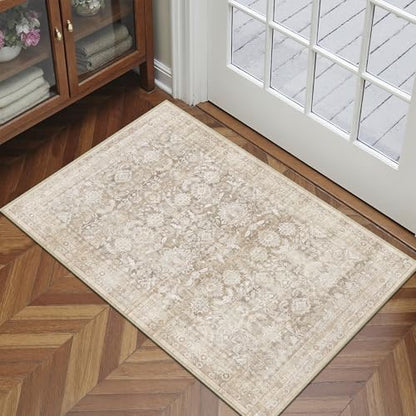 Beige 2x3 Area Rug Neutral Distressed Doormat - color: Accent | Beige, size: 2' x 3' (Rectangular)