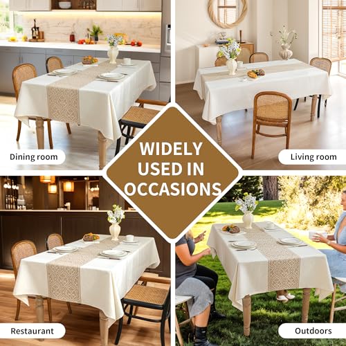 Nordic Beige Rectangular Tablecloth, Premium Drape - color: Beige Bx, size: 55"x86"fits 6-8 seats (table length 62"-68")