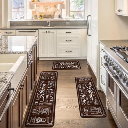Fourluoo 3 Pcs Retro Brown Kitchen Rugs and Mats Decor Set - color: Retro