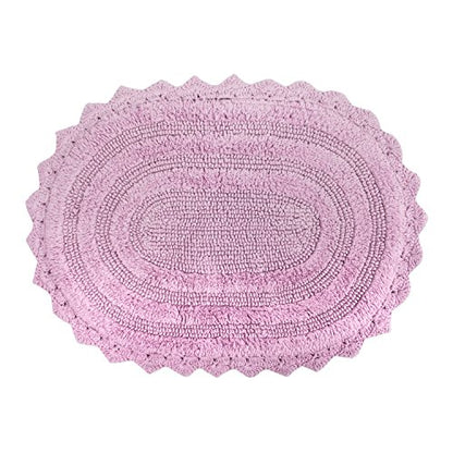 DII Crochet Collection Reversible Bath Mat, Small Oval, 17x24, Mauve - color: Mauve, size: 1'5" x 2' (Oval)