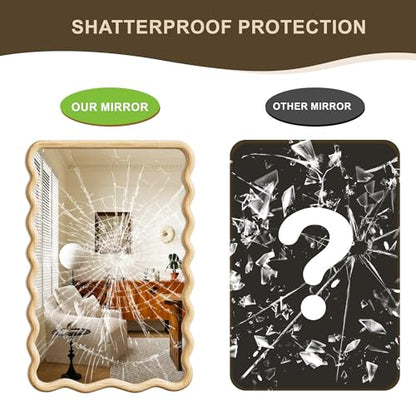 Wavy Mirror for Wall, 30"x20" Bathroom Vanity Mirror - size: 30"L x 20"W
