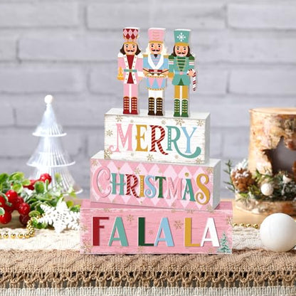 Yousoontic 4 Pcs Christmas Pastel Nutcracker Rustic Farmhouse Decor - style: Nutcracker