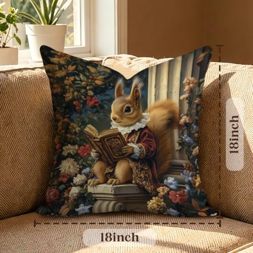 Retro Fairy Tale Squirrel Decorative Throw Pillow Cover,Cushion Cover - color: Bronw-squirrel