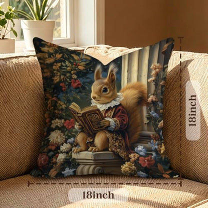 Retro Fairy Tale Squirrel Decorative Throw Pillow Cover,Cushion Cover - color: Bronw-squirrel