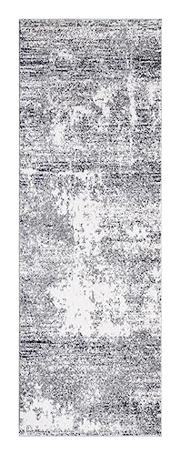 Keen Home Design Abstract Non-Shedding Runner Rug, Soft Thick Pile, 2x8 - color: Abstract Cream/Grey, size: 2'8" x 7'7" (Runner)