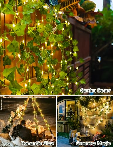 suddus Solar Ivy String Lights, 33ft 100 LED Vines with Lights Warm White - color: Ivy, size: 33Ft*1pack