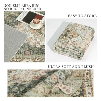 Green Rug 3x5,Washable Area Rugs for Bedroom Living Room Small Boho - color: New Green, size: 3'x5'