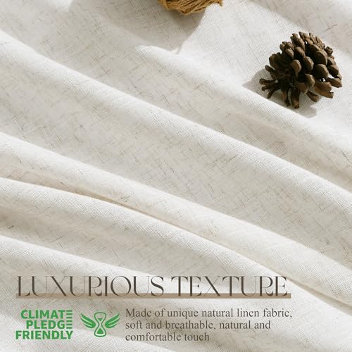 Jowels Natural Linen Grommet Curtains 63 Inch Long 2 Panels for Living Room - color: Natural, size: 40"W x 63"L (Pack of 2)