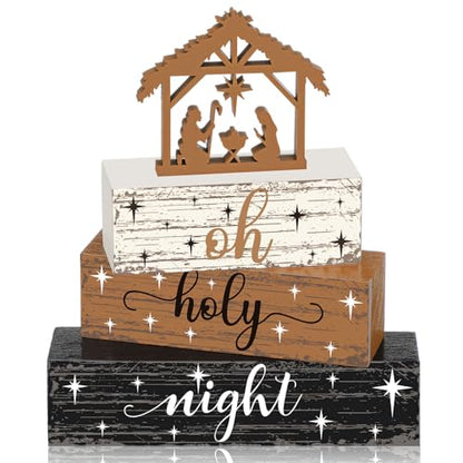 Geelin 4 Pcs Christmas Nativity Scene Table Wooden Decorations - style: Jesus