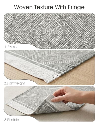 Placemats Set of 6, 13.8 x 17.7 Inch, Polyester, Jacquard Woven - color: Polyester-13.8 X 17.7inch-light Gray
