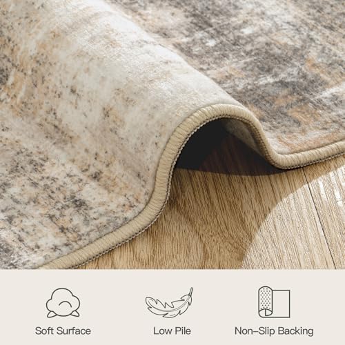 4ft Area Rug for Living Room, Abstract Washable Non-Slip Large Rugs, Gold - color: Grey/Gold, size: 4' (Round)