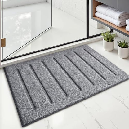 LUMI Ultra Soft Bathroom Rugs Absorbent, Non Slip Bath Mat 16x24, Grey - color: Grey, size: 16" X 24"