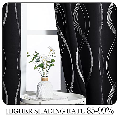 NICETOWN Black Out Curtains for Small Window, 2 Panels, 42 by 48 inch - color: 1 - Black, size: 42"W x 48"L (Pack of 2)