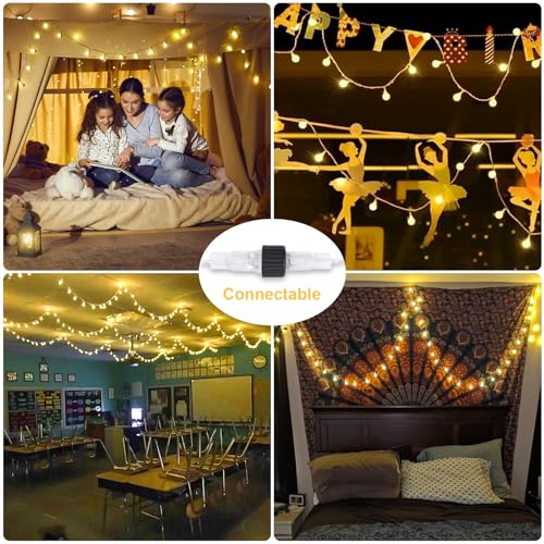 JMEXSUSS 100 LED Globe String Lights Indoor Bedroom, 33ft Classroom Lights (Pack of 2) - color: Warm White, size: 100 LED Plug (Pack of 2)