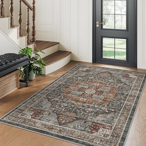 Roxstand Washable 3x5 Area Rug, Non Slip Rug for Entryway Grey/Brown/Tan - color: Grey/Brown/Tan, size: 3' x 5' (Rectangular)