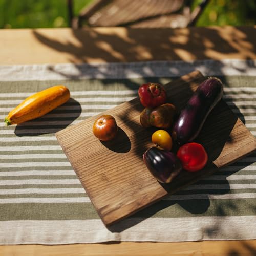 Natural Coarse 100% Linen Table Runner 18 x 95 Inches - Rustic Farmhouse Flax Table Runner for Everyday Use, Holidays & Special Occasions (Nordic Pine Green, 18 x 95 inch) - color: Nordic Pine Green