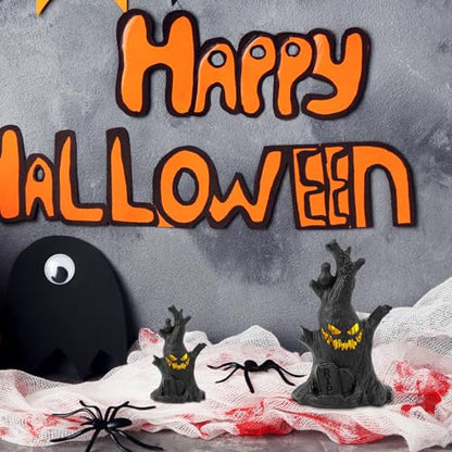 Lifnatty Halloween Tree Lights Decorations 2 Pack – Haunted Tree with Glowing Eyes, Battery Operated Halloween Tabletop Decorations for Home, Mantel, Party & Indoor Haunted House Decor