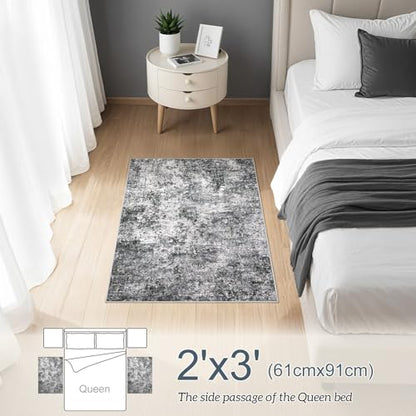 DMOYEST 2x3 Entryway Area Rug Washable Abstract Grey Small Carpet - color: Grey, size: 2' x 3' (Rectangular)