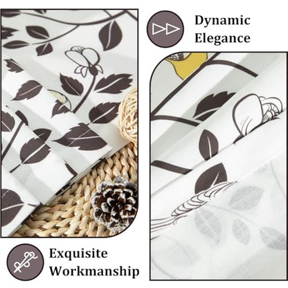Leeva Farmhouse Bird Floral Rod Pocket Kitchen Valance, 52 x 18, 1 Panel - color: A5, size: 52"W x 18"L (Pack of 1)