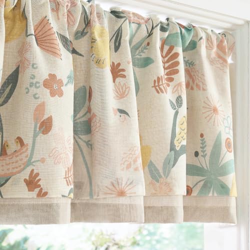 jinchan Floral Linen Window Valance Curtain, 50x18, 1 Panel, Green - color: Averie | Dusty Green, size: 50"W x 18"L (Pack of 1)