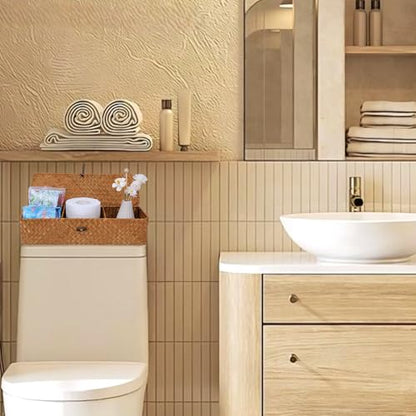 Nonam 3-Section Divided Storage Small Basket with Lid,Shelf Basket-Natural - color: 3-Divided - Natural