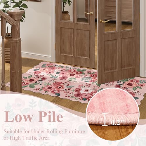 DUKINO 2x10 Runner Rug for Hallway, Washable Kitchen Rug Non Slip, Pink - color: Pink (Big), size: 2' x 10' (Rectangular)