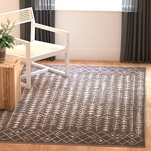SAFAVIEH Tulum Collection Area Rug - 3' Square, Dark Grey & Ivory, Moroccan Boho Distressed Design, Non-Shedding & Easy to Clean, Ideal for Entryway, Foyer, Accent Space, Bedroom (TUL262F) - color: Dark Grey/Ivory, size: 3' x 3' (Square)