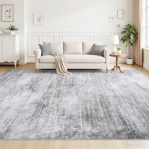 Tosuoka Area Rugs 9x12 Living Room, Washable Abstract Large Rug Gray - color: Grey, size: 9' x 12' (Rectangular)