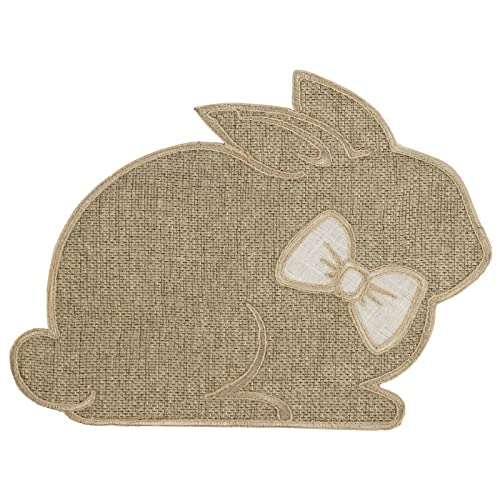 Feuille Easter Placemats Set of 4 – Bunny Placemats in Natural Color with Bowtie for Easter, Polyester Spring Placemats for Decorations - style: Bunny