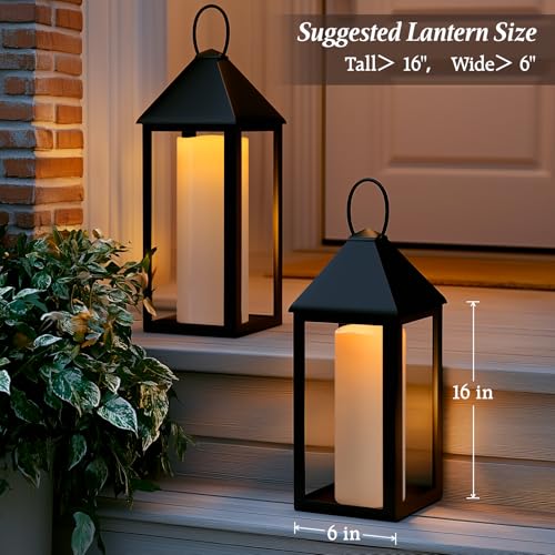 4" x 14" White Large Waterproof Outdoor Flameless Candles Battery Operated LED Flickering Pillar Candles with Remote and Timer for Indoor Outdoor Lanterns, Long Lasting, Set of 2 - color: White, size: 4" x 14"