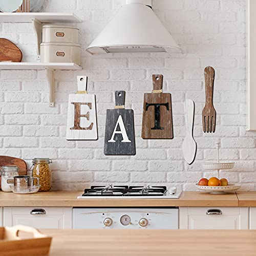 Jetec Cutting Board Eat Sign Set Wall Decor, White, Grey, Dark Brown - color: White, Grey, Dark Brown
