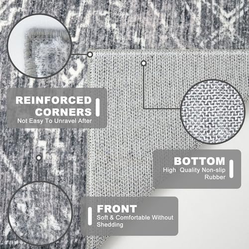 KILOCOCO Hallway Runner 3x10 ft Washable Runner Rug Non Slip, Grey - color: Grey, size: 3' x 10' (Runner)