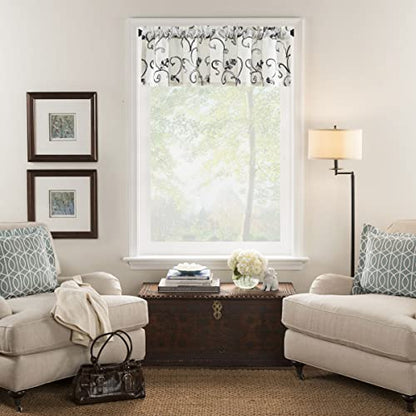 VOGOL Gray Vine Botanical Kitchen Valance, 52 x 14 Inches - color: Grey, size: 52"W x 14"L (Pack of 1)