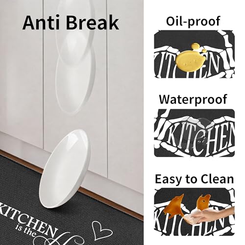 Kitchen Rugs for Floor 2 Pcs Memory Foam Padded Anti Fatigue Kitchen Mat - color: Black