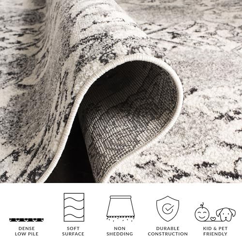 SAFAVIEH Madison Collection Runner Rug - 2'3" x 14', Cream & Silver, Boho Chic Glam Paisley Design, Non-Shedding & Easy Care, Ideal for High Traffic Areas in Living Room, Bedroom (MAD600D) - color: Cream/Silver, size: 2'3" x 14' (Runner)