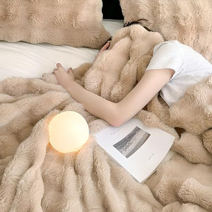 UKELER Faux Fur Throw Blanket Plush Thick Fleece Blanket Fluffy Cozy Soft Warm Blankets Throws for Bed, Couch, Sofa, Office, Camping 50''x60'' Camel - color: D-camel, size: 50''x60''