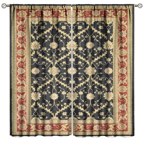 Vintage Boho Floral Curtains Rustic Country Farmhouse Teal Red Yellow Green Flower Pattern Window Drapes for Bedroom Living Room Kitchen Cafe （W20xL45 Inch） x2 Decor - color: Bohemia-13, size: 20"W x 45"L (Pack of 2)