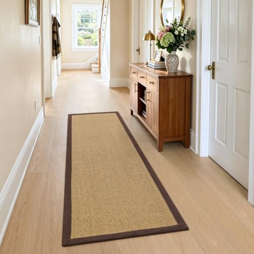 DEXI Jute Runner Rug 2'8''x8', Rug Runners for Hallways, Natural/Brown - color: Natural/Brown, size: 2'8" x 8' (Runner)
