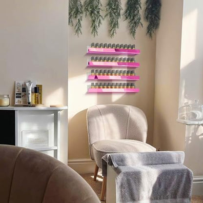 4 Pack 15 Inch Pink Reflective Acrylic Floating Wall Shelves - color: 15in-pink Mirror