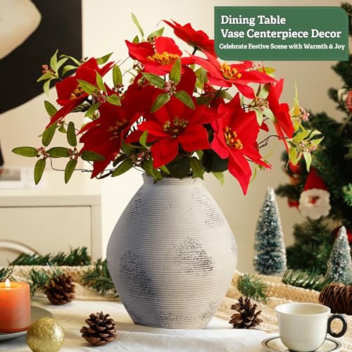 Ceramic Vase Rustic Pottery Vase,Neutral Gray Distressed Vases 7.87" - size: 7.87 In-textured-gray