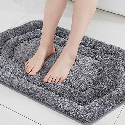 COSY HOMEER Plush Non-Slip Bath Mat, Grey, 20" x 32" - color: Grey, size: 20" x 32" (Oval)